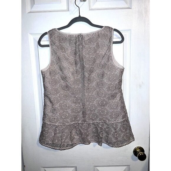 BANANA REPUBLIC Womens Lace Overlay Lined Sleeveless Peplum Top Sz 8 - Picture 7 of 10